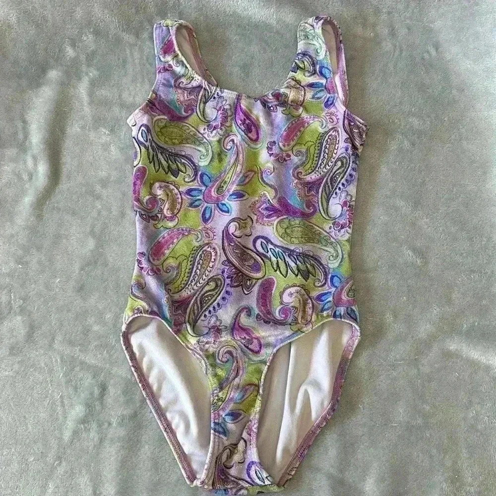 ⭐️ Mondor - Soft sleeveless velour training bodysuit Leotard.  Size 12-14